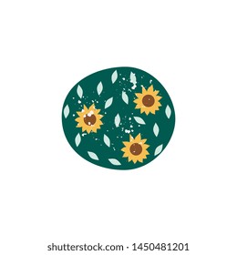 Ceramic handcrafted dish or plate an element of kitchen crockery and tableware flat vector illustration isolated on white background. Clay pottery object decorated with flowers.