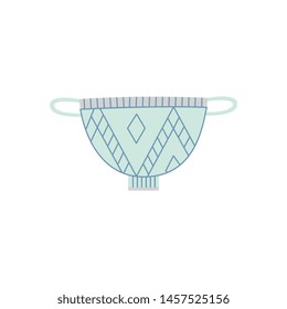 Ceramic handled dining bowl or soup tureen flat cartoon style, vector illustration isolated on white background. Crock salad plate or bouillon cup, deep dish for serving food