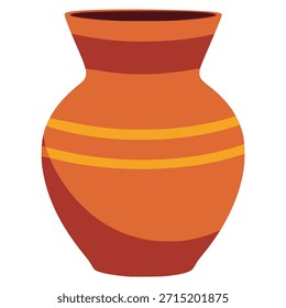 Cerámica hecha a mano florero cerámica Ilustración vectorial de color plano diseño de Plantilla