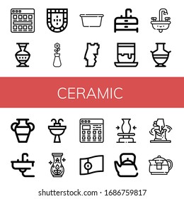 ceramic icon set. Collection of Tiles, Pottery, Portugal, Vase, Wash basin, Sink, Handicrafts, Greek vase, Ceramic, Teapot, Clay icons