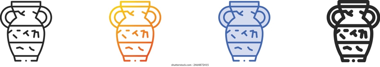 ceramic icon.Thin Linear, Gradient, Blue Stroke and bold Style Design Isolated On White Background