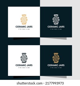 Ceramic jar design logo, made with lines.