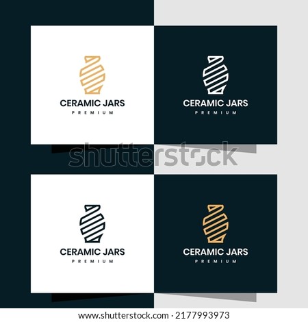 Ceramic jar design logo, made with lines.