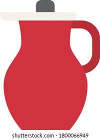 Ceramic jug Fictile tableware. Capacity for drink. Isolated white background. Vector illustration. Ceramic kitchenware.