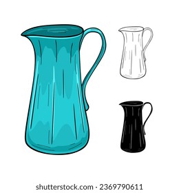 Ceramic jug. Fictile tableware.Vector illustration