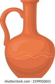 Ceramic jug icon. Cartoon clay classic crockery isolated on white background