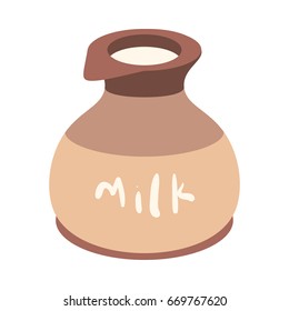 A ceramic jug of milk, simple vector illustration isolated on white background