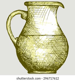 Ceramic jug with milk or water. Vector Image  