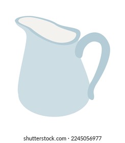 Ceramic jug for milk, yogurt, kefir and other drinks. Dairy products. Vector illustration isolated design