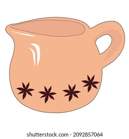 Ilustración del vector de la niebla cerámica. Vajilla de cerámica de crema. Un doodle lindo. Aislado sobre un fondo blanco.