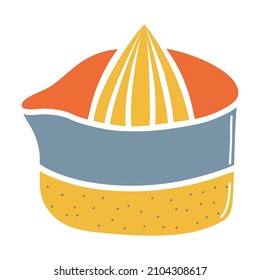 Ceramic juicer, earthenware dish, handmade clay dishes. Hand drawn vector illustration. Isolated element on a white background
