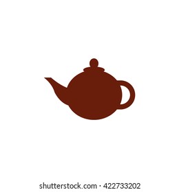 Ceramic kettle, teapot. Vector icon brown
