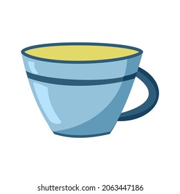 Vajilla de cocina cerámica Caza azul Ilustración vectorial sobre fondo blanco.