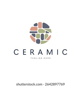 Ilustración de diseño de logotipo de cerámica Símbolo de Plantilla Decoración del piso del hogar con un concepto simple de pisos domésticos modernos como Plantilla de ilustración de póster o adornos decorativos y símbolos de marca de producto