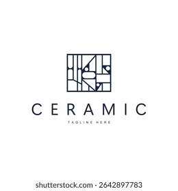 modelo de ilustração de design de logotipo cerâmica símbolo decoração de piso doméstico com um conceito simples de pisos domésticos modernos como um modelo de ilustração de cartaz ou ornamentos decorativos e símbolos de marca de produto