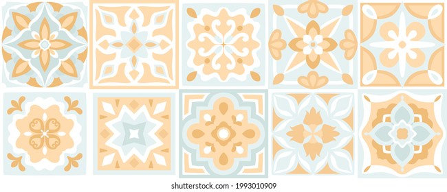 Ceramic Majolica Tile Pattern. Mediterranean Italian, Spanish Art For Floor, Kitchen, Textile. Sicily , Mexican Talavera, Portuguese Azulejo Decor. Design Of Pottery Ornaments