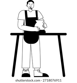 Ilustração de cor preta mono Ceramic Maker