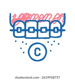 ceramic material tooth braces doodle icon sketch vector. ceramic material tooth braces sign. isolated symbol illustration