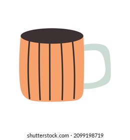 Ceramic modern camping mug hand drawn naive art