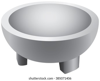 Ceramic mortar for cooking on a stand.