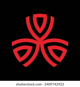 CERAMIC MOTIF DESIGN THAT SHAPES THE LETTER "V" WHICH IS PLAYED IN RED AND BLACK BACKGROUND