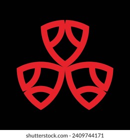 CERAMIC MOTIF DESIGN THAT SHAPES THE LETTER "P" WHICH IS PLAYED IN RED AND BLACK BACKGROUND