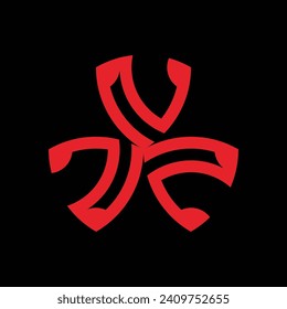 DISEÑO CERAMIC MOTIF QUE FORMA LA LETRA "N" QUE SE JUEGA EN FONDO ROJO Y NEGRO