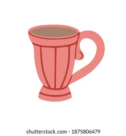 Keramischer Schleim mit Kaffee einzeln auf weißem Hintergrund. Cartoon-Vektorgrafik