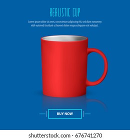 ceramic mug isolated on blue background. vector illustration