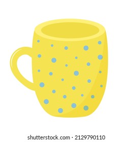 Ceramic mug with ornament. Decorative kitchen tool, household utensil. Vector illustration.