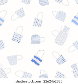 Ceramic mug for tea or coffee. Vector seamless pattern with cup. Great design for any purposes.