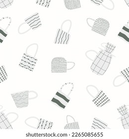 Ceramic mug for tea or coffee. Vector seamless pattern with cup. Great design for any purposes.