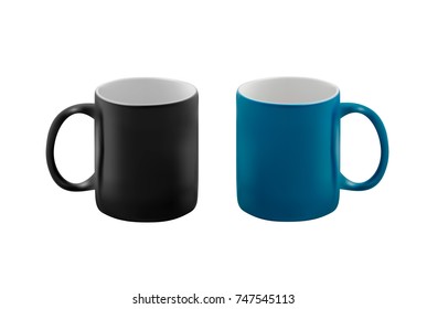 Ceramic mugs in vector on a white background.Mug with handle vector illustration.