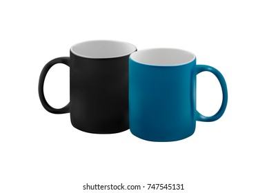 Ceramic mugs in vector on a white background.Mug with handle vector illustration.