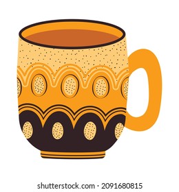 Ceramic Orange Mug mit skandinavischem Muster