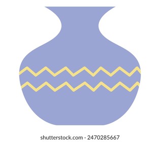 Keramische Ornament Vase einfache flache Vektorillustration. Dekoration, florale, archäologische, innen, Töpferkonzept. isoliert auf weißem Hintergrund