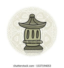 Ceramic outdoor night lamp, sketch for your design. Vector illustration