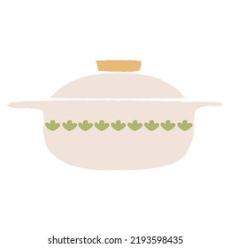 Ceramic pan. Kitchen utensil. Flat-style vector illustration isolated on a white background. Icon