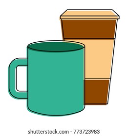 ceramic and paper coffee cup empty template for corporate identity