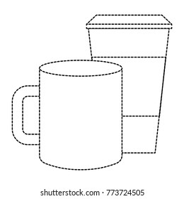 ceramic and paper coffee cup empty template for corporate identity