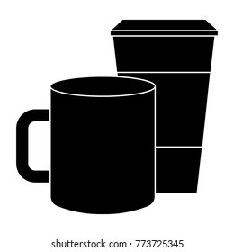 ceramic and paper coffee cup empty template for corporate identity
