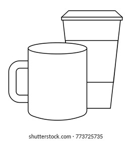 ceramic and paper coffee cup empty template for corporate identity