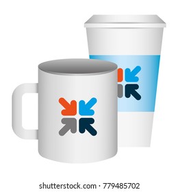 ceramic and paper coffee cup template for corporate identity