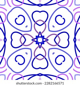 Ceramic pastel color leaves and floral pattern seamless vector. Cute porcelain tile design in damask style