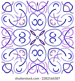 Ceramic pastel color leaves and floral pattern seamless vector. Cute porcelain tile design in damask style