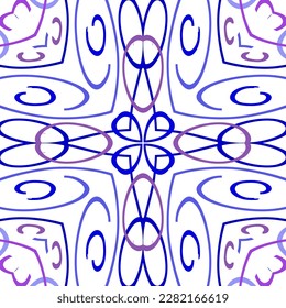 Ceramic pastel color leaves and floral pattern seamless vector. Cute porcelain tile design in damask style