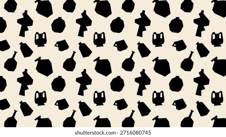 Patrón de cerámica en estilo recortado. Repitiendo Elementos de cerámica con Formas abstractas, sensación hecha a mano y diseño decorativo moderno
