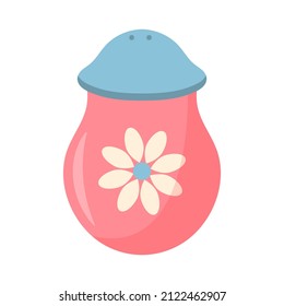 Ceramic pepper or salt shaker. Kitchen utensils and dinnerware. Vector illustration.