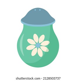 Ceramic pepper or salt shaker. Kitchen utensils and dinnerware. Vector illustration.