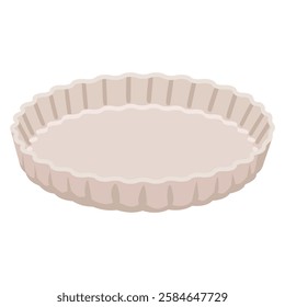 ceramic pie dish. Kitchen utensil, isolated on white background. Cartoon vector illustration.